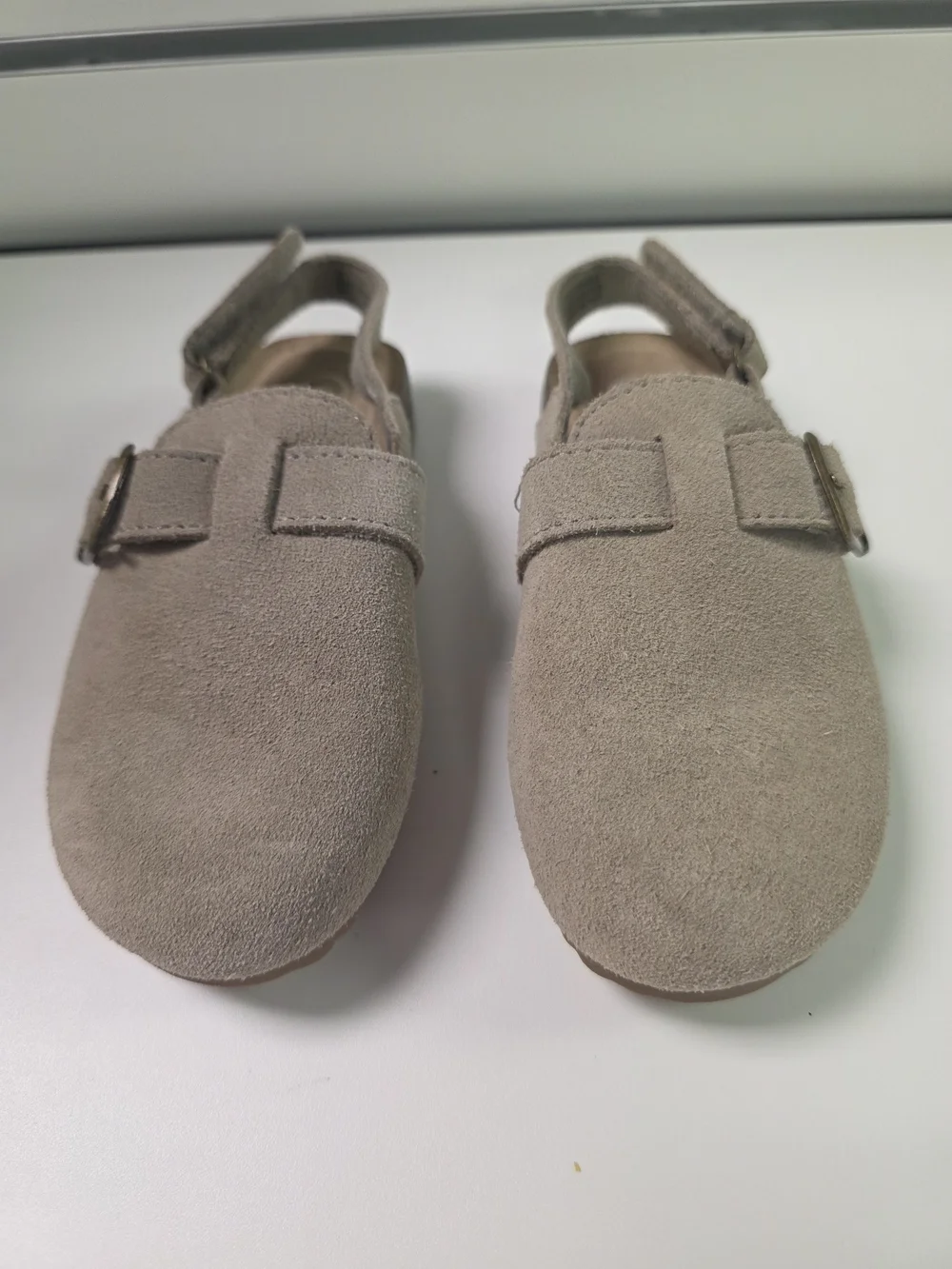 Cat & Jack Taupe Suede Kids Buckle Clog Sandals